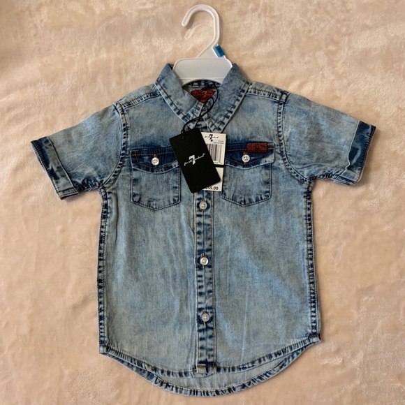 NWT 7 For All Mankind Boys Button Shirt Pants Set - Picture 4 of 6